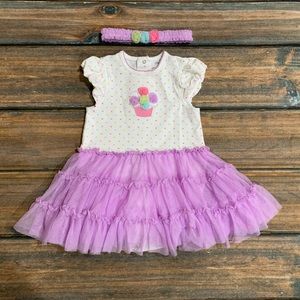 Little Me 24mo Girl Birthday/Party Tutu Bodysuit Dress w/Headband & Diaper Cover